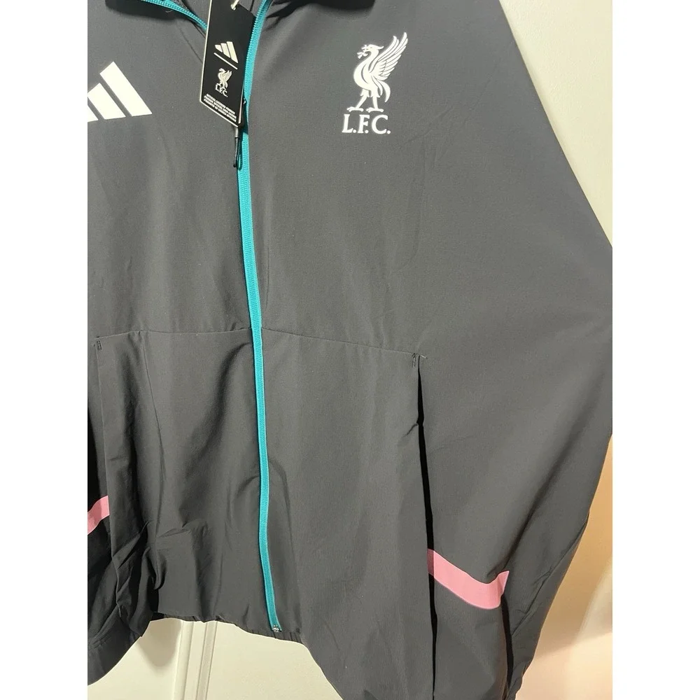 Adidas Liverpool FC Training Jacket Mens XL Black Teal Pink Full Zip NWT LFC